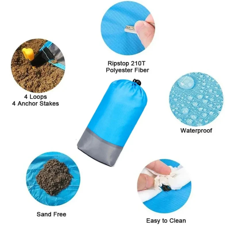 Waterproof Beach Mat Extra Large Outdoor Camping Mat Blanket Folding Sand Free Pocket Mattress Portable Lightweight Picnic Mats