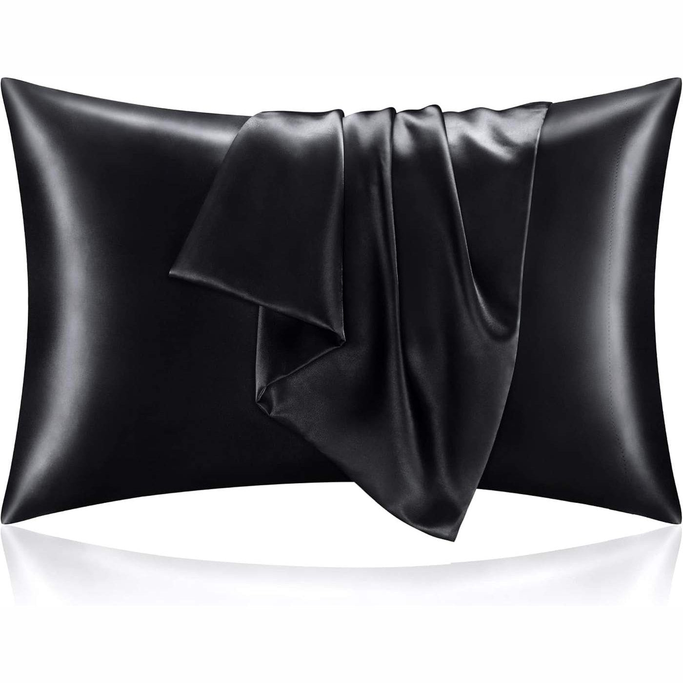 Satin Pillowcase for Hair and Skin, Super Soft and Cooling Similar to Silk Pillow Cases 2 Pack with Envelope Closure, Gift for Women Men(20"X30" Queen Size, Dark Grey)