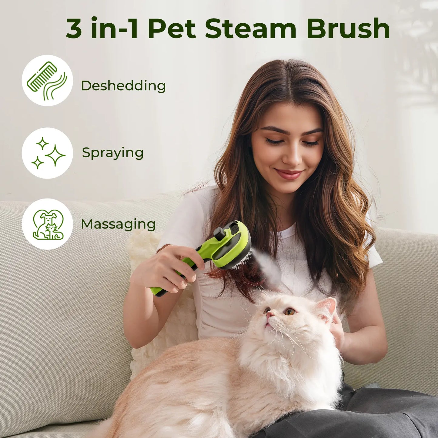 Pet Spray Hair Removal Brush for Cat/Dog – Deshedding & Grooming Tool, One Button Hair Removal Comb,Deshedding Vacuum Brush, Fur Removal Tool, Grooming Trimming Tool,Summervibes,Petlovers