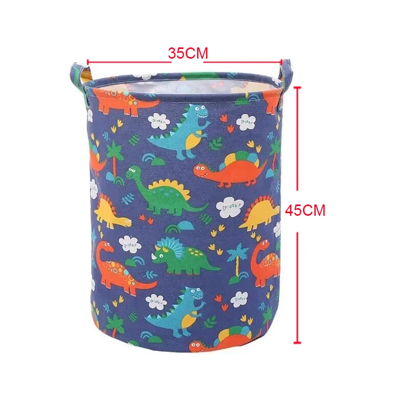 New Print Laundry Basket Portable Foldable Home Laundry Storage Bag Cotton Linen Hamper for Kids Toys Dirty Clothes Basket Large